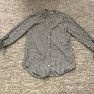 KENSIE Striped Botton Down Tie Sleeve Shirt S